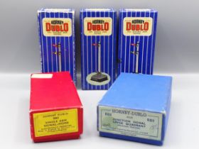Hornby Dublo 5x semaphone Signals, Nr mint-mint, boxed. Comprising rare red box 5065 Home, 2x ED2