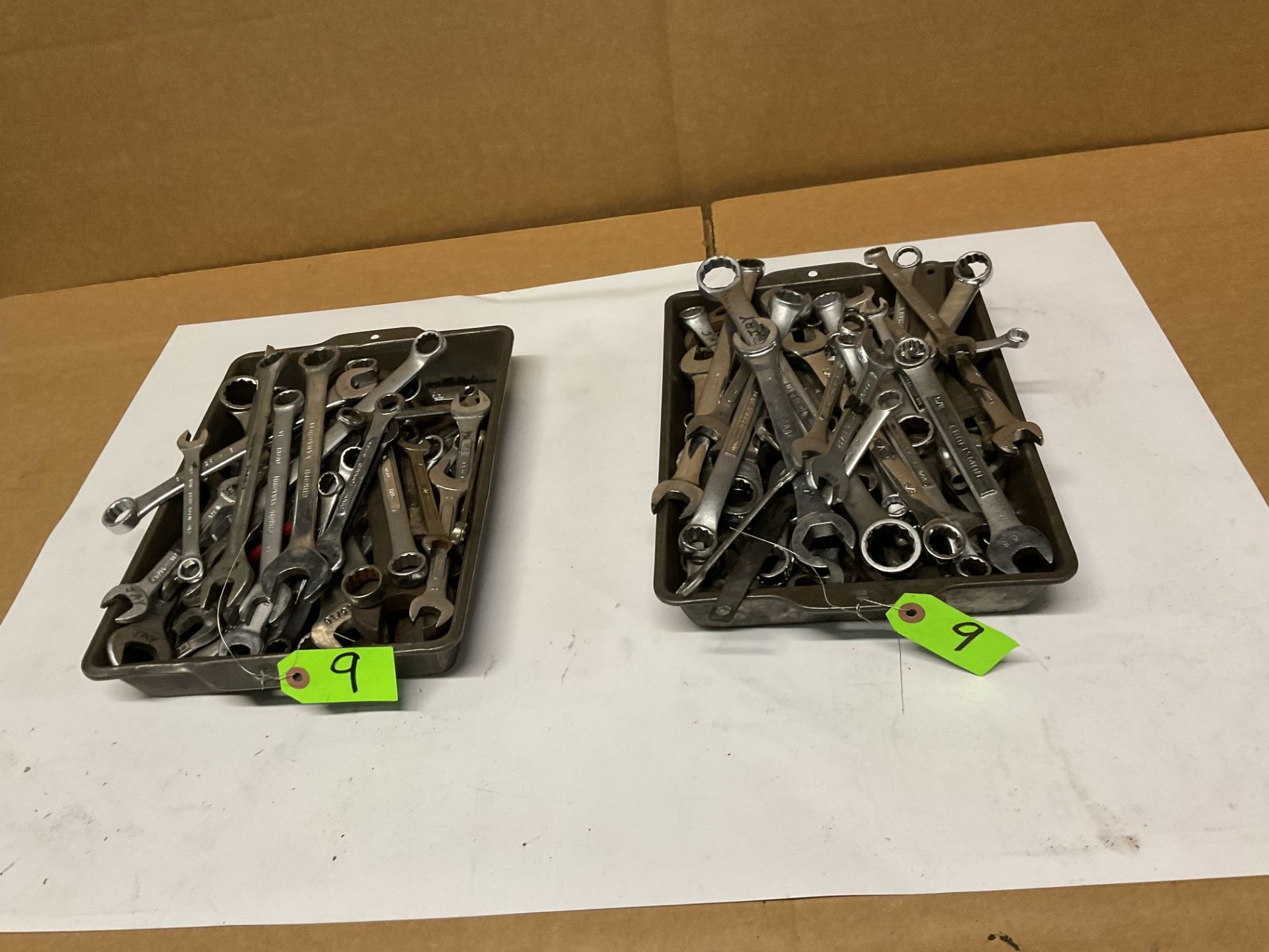 Large assortment of various open end wrenches