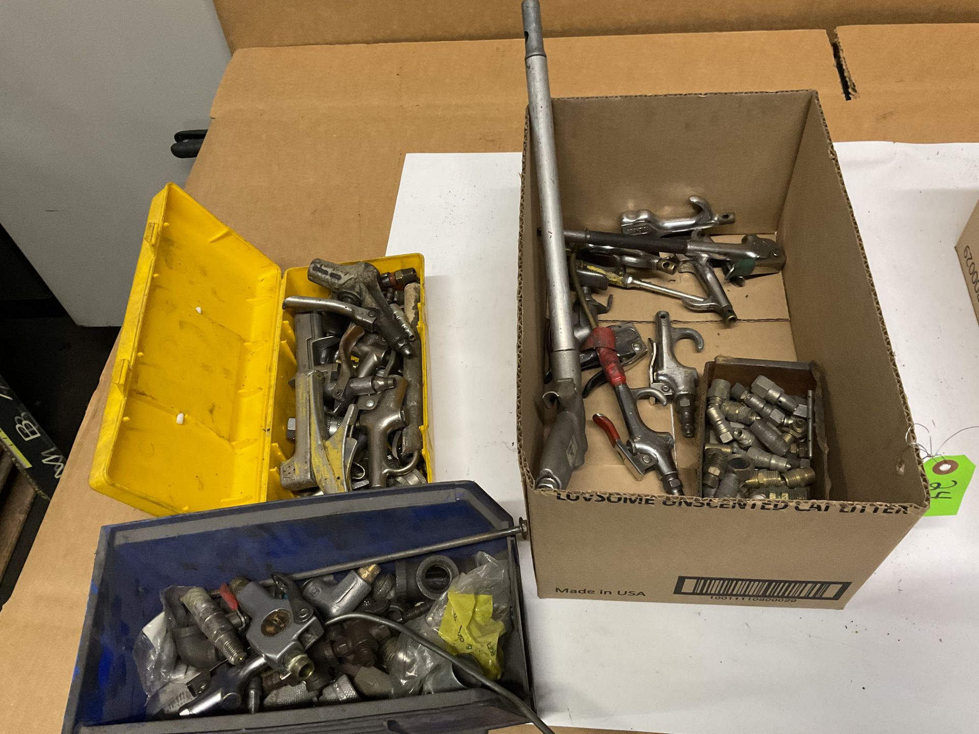 Assortment of open end wrenches and air nozzles and fittings