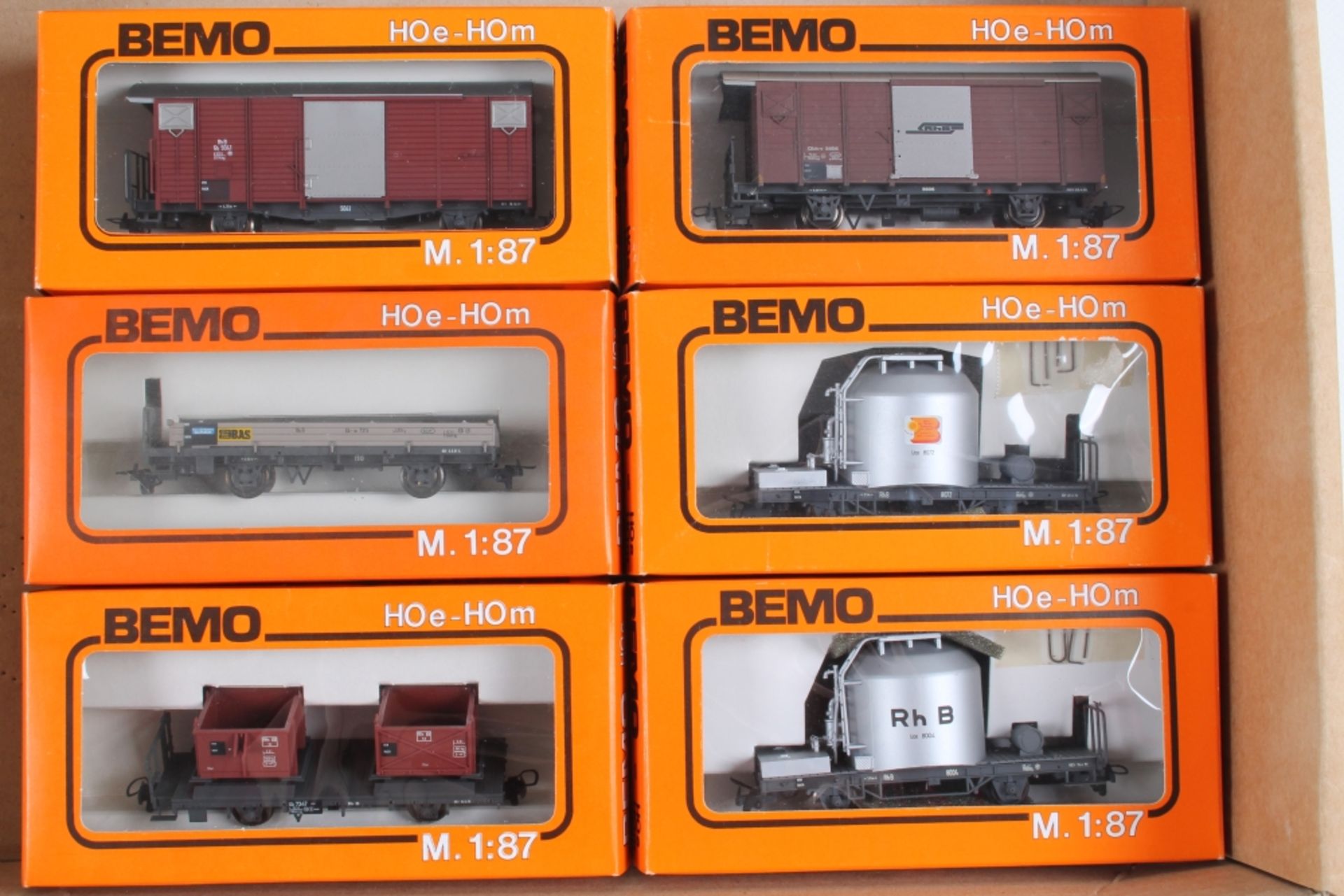 Bemo, sechs Güterwagen 