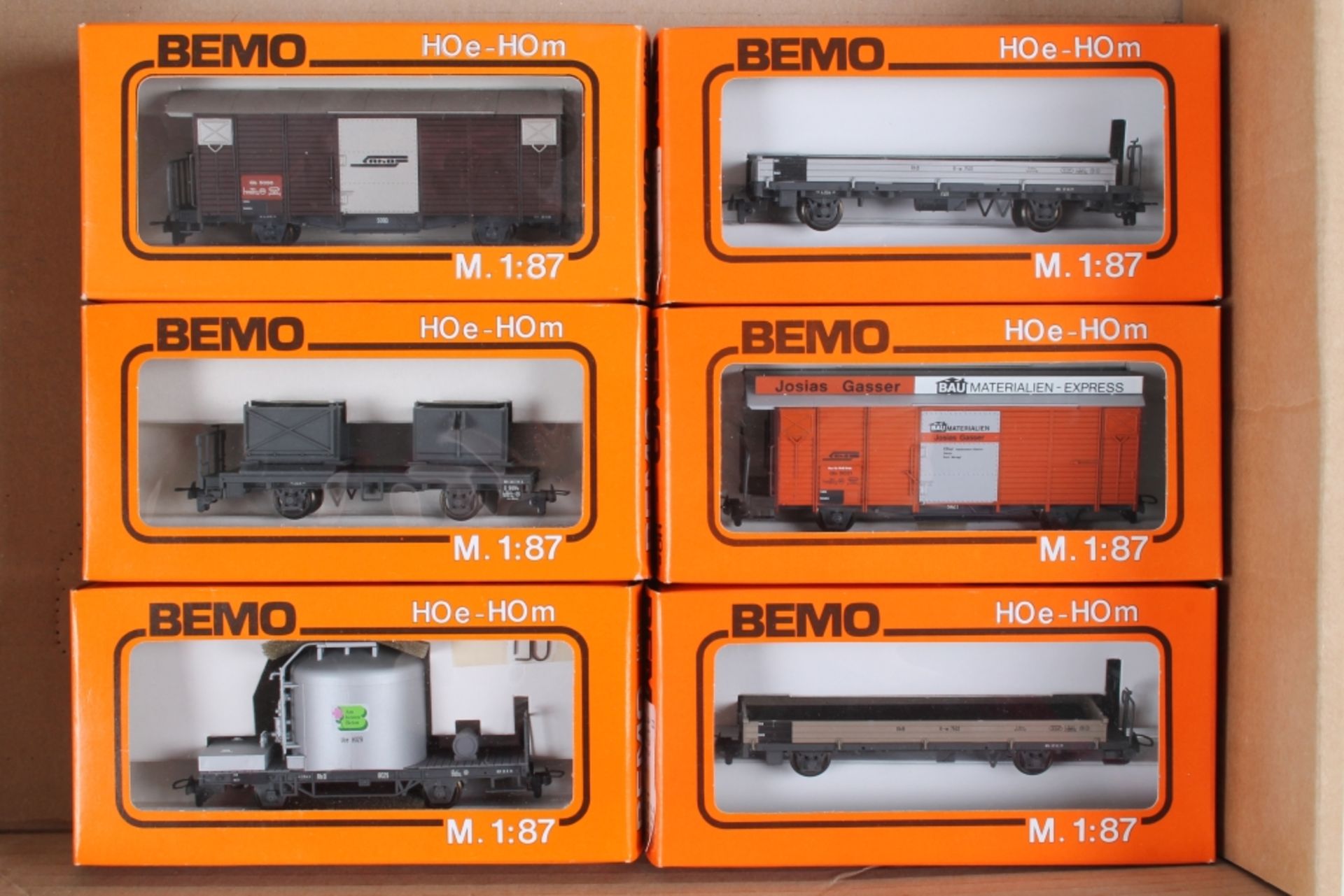 Bemo, sechs Güterwagen