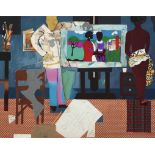 Romare Bearden "Artist with Painting and Model, 1981" Offset Lithograph