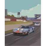 24 Hours of Lemans, Ford GT40 Print, David Hockney Style