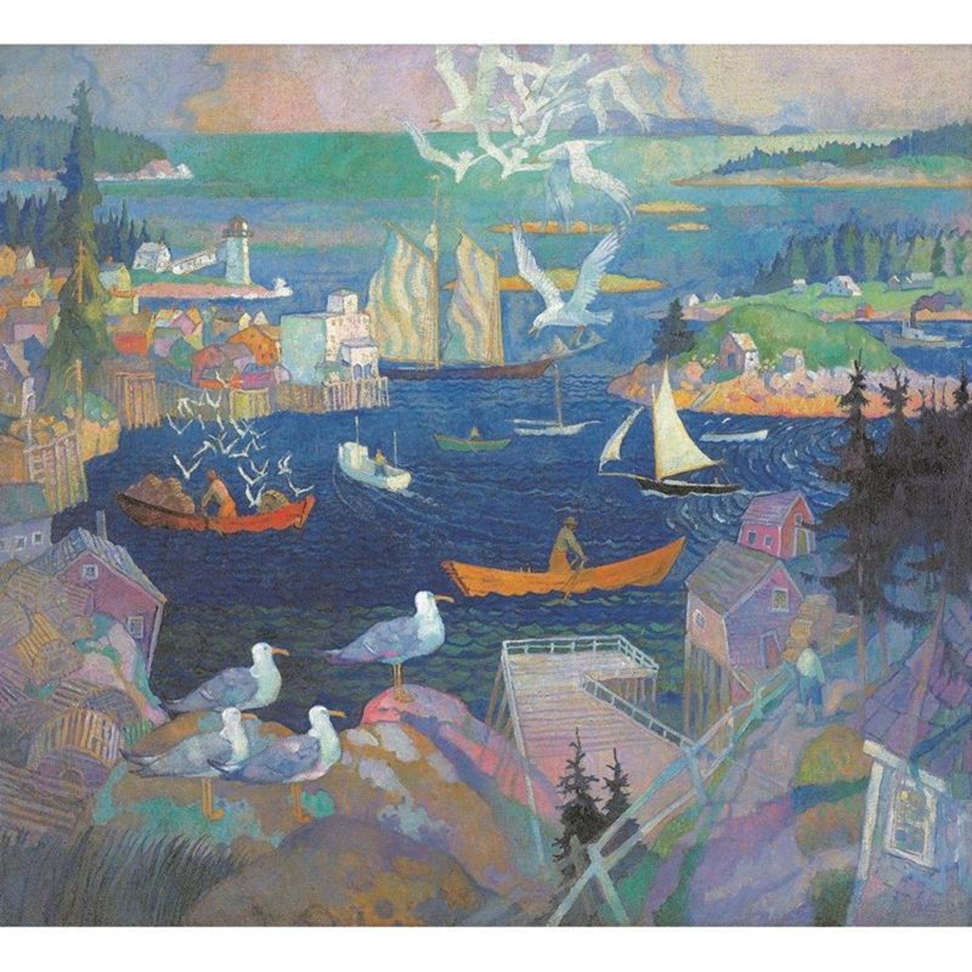 N.C. Wyeth "Harbor at Herring Gut, 1925" Offset Lithograph