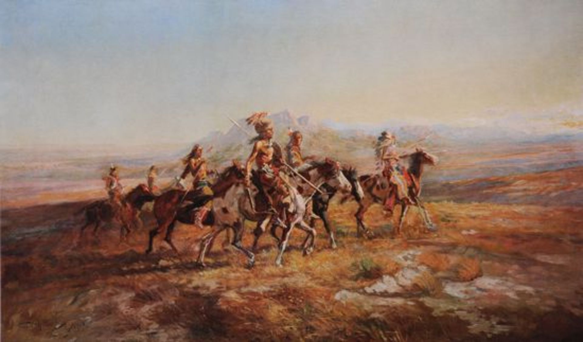 Charles M. Russell "Sun River War Party" Print