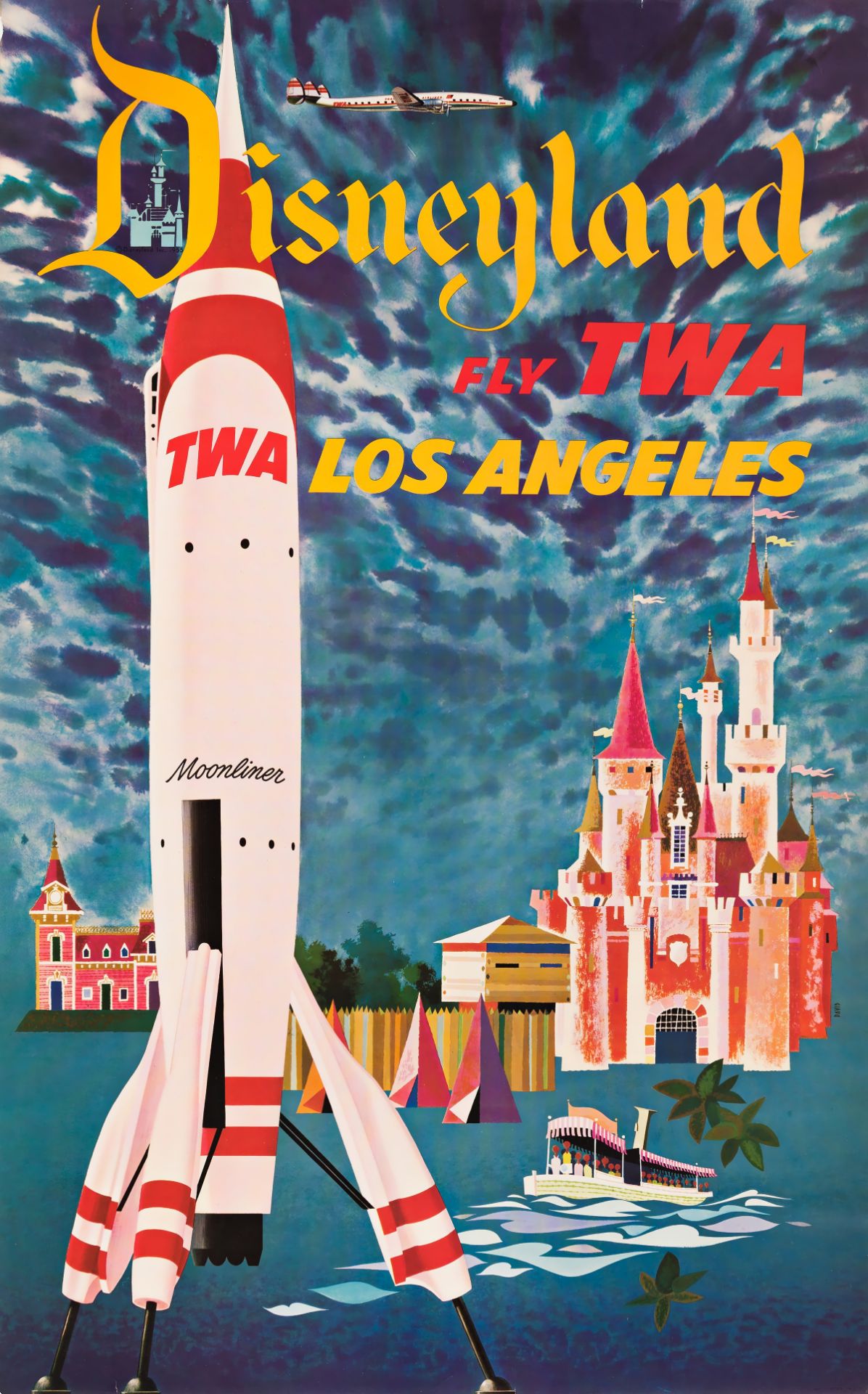 Disneyland "FLY TWA, LOS ANGELES, 1950's" Poster (After)