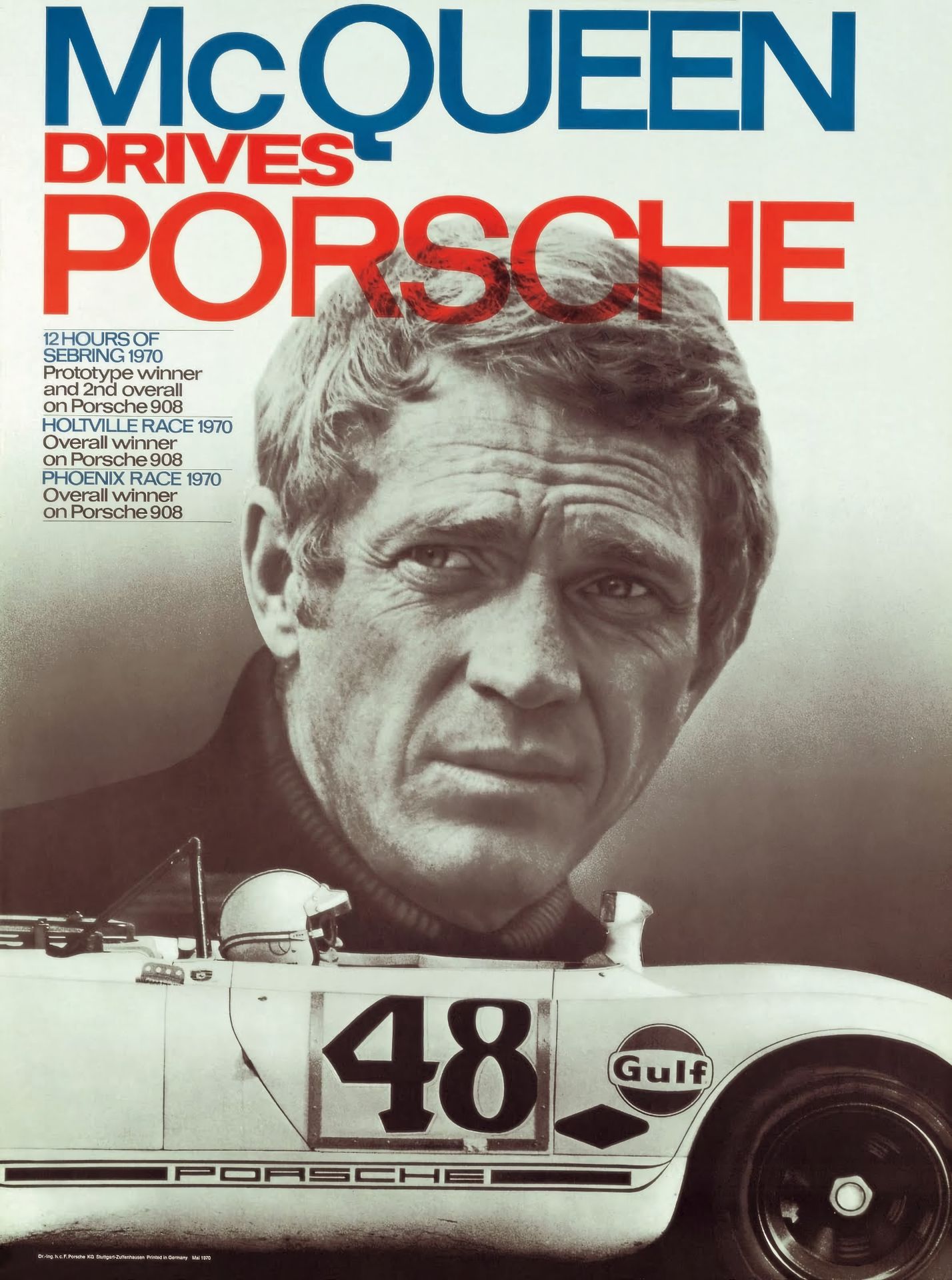 Steve McQueen Drives Porsche Poster
