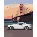 Porsche 911, San Francisco, David Hockney Style Print