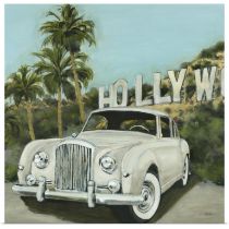 Rolls Royce in front of "Hollywood" Sign, California, Canvas Print