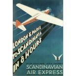 Scandinavian Air Express Travel Poster on Canvas