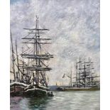 Eugene Boudin "Boats at Dock, 1888-1895" Painting