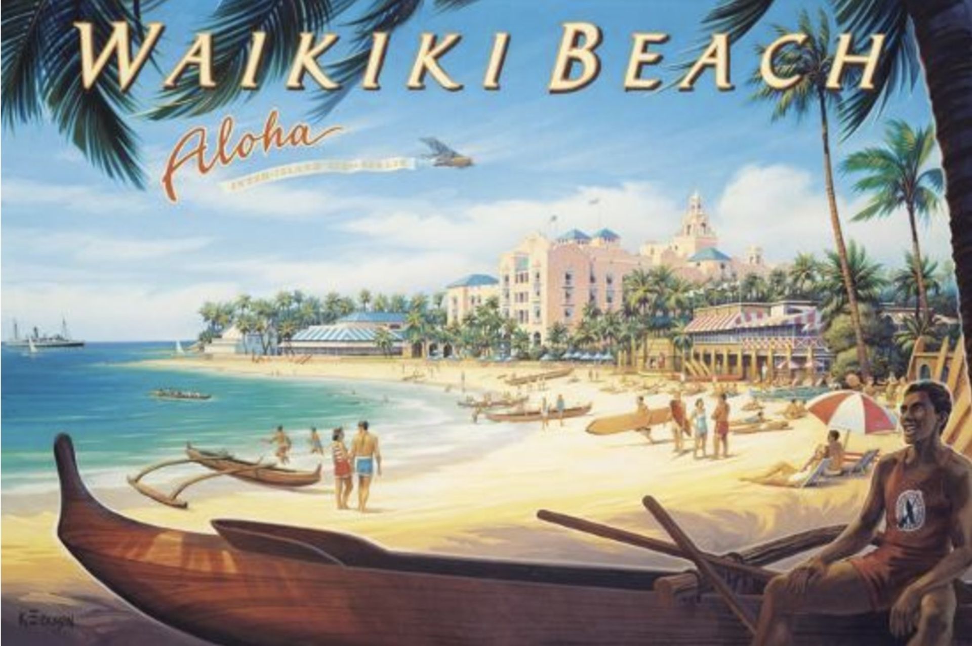 Waikiki Beach, Hawaii Travel Poster