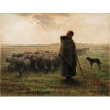 Jean Francois Millet "Shepherdess and Her Flock" Print