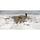 Anton Mauve "Flock of Sheep with Shepherd in the Snow" Print