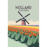 Dutch Tulip Fields, Travel Poster