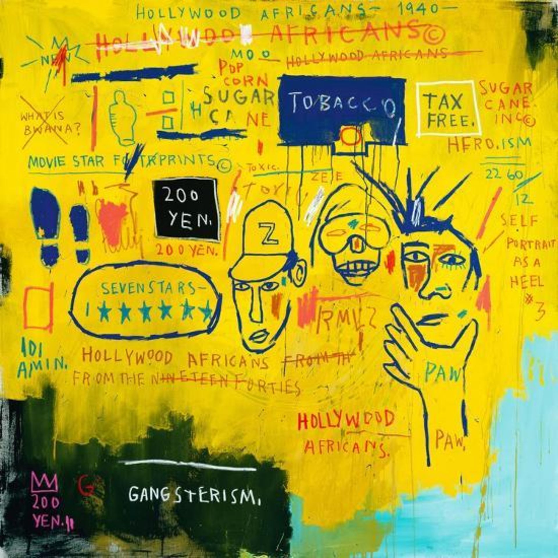 Jean Michel Basquiat "Hollywood Africans, 1983" Offset Lithograph