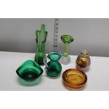 A selection of assorted coloured art glass