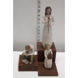 Three Willow Tree Figurines on stand