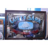 A vintage framed Cutty Sark advertising mirror postage unavailable