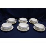 A set of six Royal Copenhagen soup bowls and saucers model number 910872