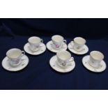 A set six Royal Copenhagen coffee cups and saucers model 9101546 (crack to one cup)