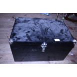 A black metal storage box. Postage unavailable