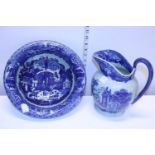 A antique ironstone jug and basin set