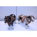 A pair of ceramic shire horses