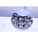 A Worcester First Period Dr. Wall coffee can and saucer (two chips to rim of coffee can & tiny