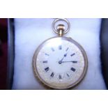 A ladies 18ct gold pocket watch finely engraved decoration to revised and enamel dial