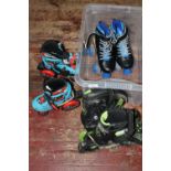 A job lot of children's roller skates/line skates a/f. Postage unavailable