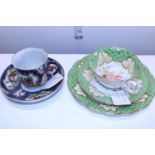 Two pieces of antique bone china including a Worcester 1st period cup and saucer (with chips to cup)