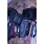 Two vintage camcorders and other accessories. Shipping unavailable.