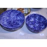 Two antique blue and white bowls