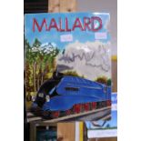 A vintage wall hanging ceramic plaque of the steam train 'The Mallard' 36cm x 28cm