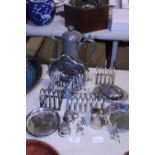 A job lot of assorted plated ware etc