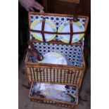 A new vintage style picnic hamper with contents