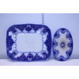 Two pieces of large antique flo blue ironstone. Shipping unavailable.