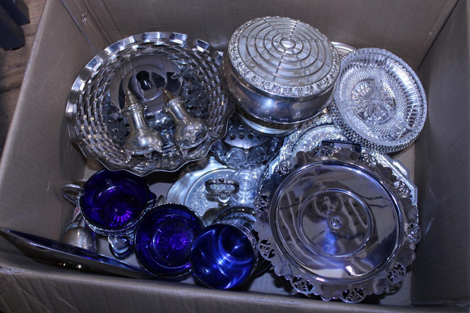 A job lot of assorted plated and glassware