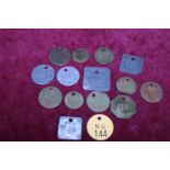 Fifteen assorted colliery pit mining tokens