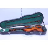 A cased Chinese made violin a/f