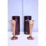 Two Mcgowan copper stem hammered vases boxed