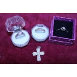 A selection of silver plated dress rings etc