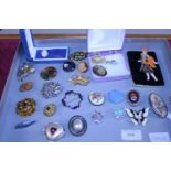 A good selection of vintage costume brooches