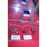 A selection of sterling silver jewellery including pendants, bracelets etc