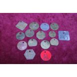 Fifteen assorted colliery pit mining tokens
