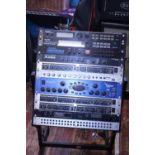A rack of professional music industry electricals postage unavailable..