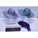 A selection of ladies hats and handbags