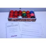 A set of snooker balls in presentation box signed by different professional snooker players