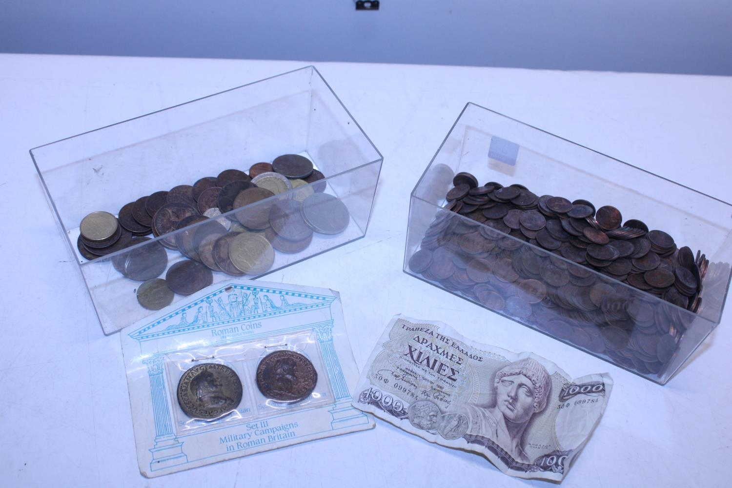 A selection of assorted coins and bank notes